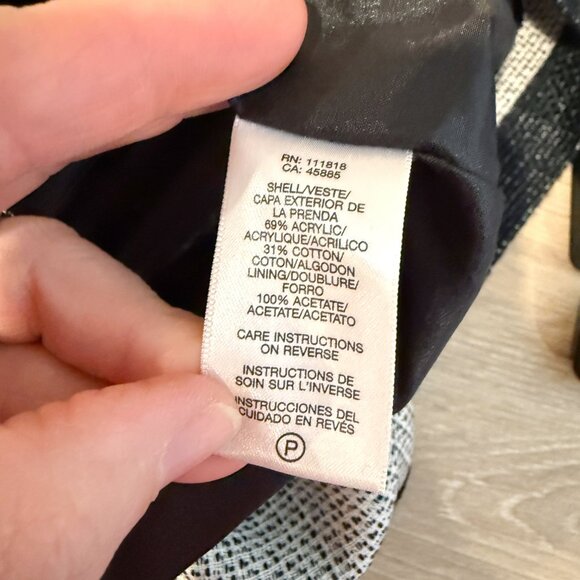 Michael Kors Tweed Pencil Knee Length Skirt Black White Classic Lined Career 10 - Picture 8 of 11